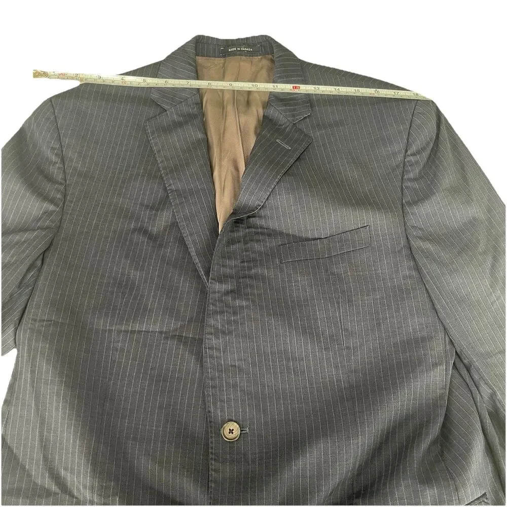 Loro Piana Jacket Mens 42L Blue Pinstriped Blazer Sport Coat Wool